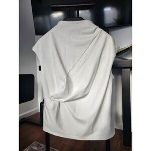 del RA Womens White High Neck Draped Twist Front Sleeveless Top Size L